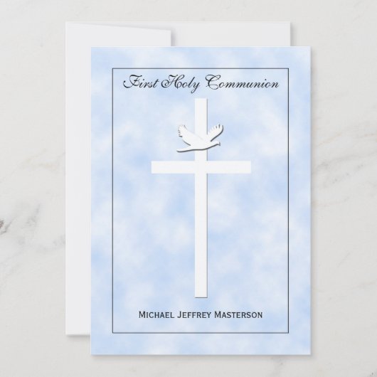 Eerste communie uitnodiging voor jongens (Voorkant)