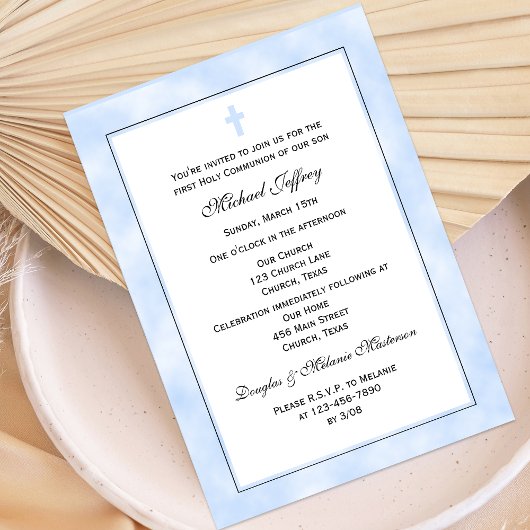 Eerste communie uitnodiging voor jongens