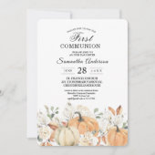 Eerste communie uitnodiging | Waterverf pompoenen (Voorkant)