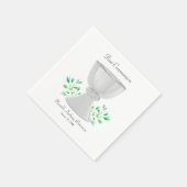 Eerste Communie van Chalice en Blue Buds Greenery Servet (Hoek)