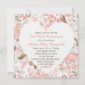 Eerste communie van de roze kunstbloemen van het m kaart (Voorkant)