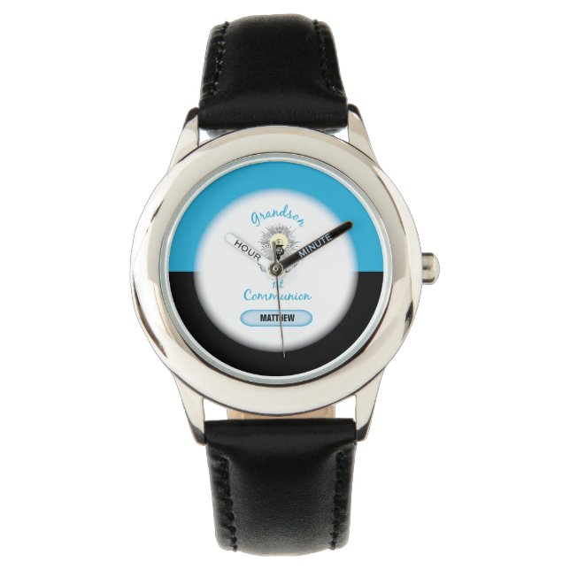 Eerste communie van kleinzoon, blauwe beker horloge (Voorkant)