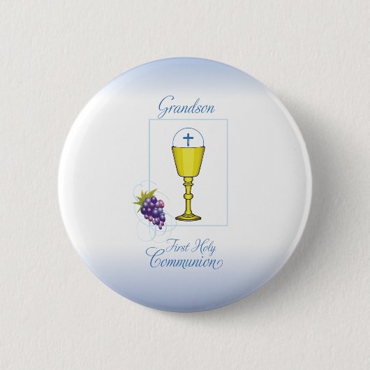 Eerste Communie van kleinzoon, kelk met hostie Ronde Button 5,7 Cm (Voorkant)