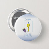 Eerste Communie van kleinzoon, kelk met hostie Ronde Button 5,7 Cm (Voorkant /achterkant)