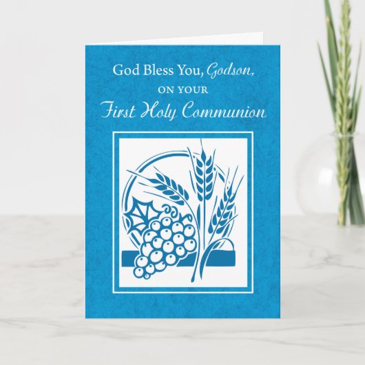 Eerste communie van peetzoon, Tarwe, Blauwe druive Kaart (Voorkant)
