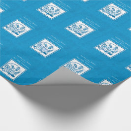 Eerste communie van peetzoon, Tarwe, Druiven Blauw Cadeaupapier