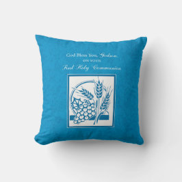Eerste communie van peetzoon, Tarwe, Druiven Blauw Kussen