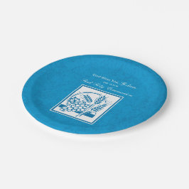 Eerste communie van peetzoon, Tarwe, Druiven Blauw Papieren Bordje