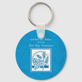 Eerste communie van peetzoon, Tarwe, Druiven Blauw Sleutelhanger