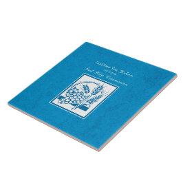 Eerste communie van peetzoon, Tarwe, Druiven Blauw Tegeltje