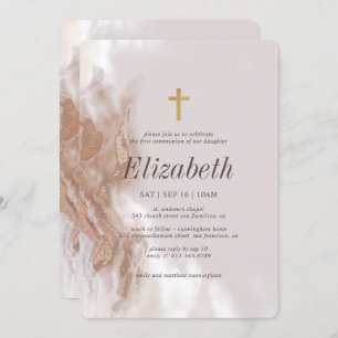 Eerste Communie voor haar gouden Waterverf Kaart