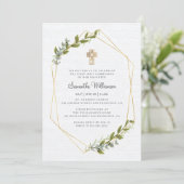 Eerste communie voor haar rustieke geometrische bl kaart (Staand voorkant)