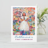 Eerste Communie voor Meisje  Uitnodigen Kaart (Staand voorkant)