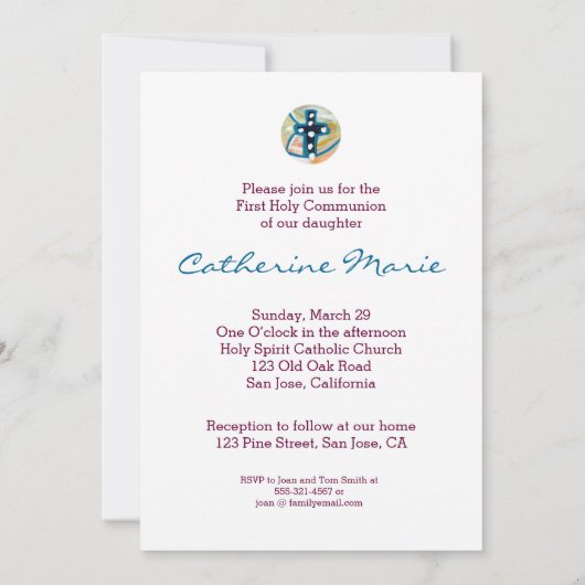 Eerste Communie voor Meisje Uitnodigen Kaart (Achterkant)