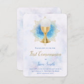 Eerste Communie waterverf blauw Kaart (Voorkant / Achterkant)