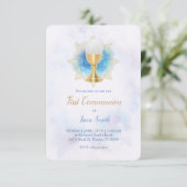 Eerste Communie waterverf marmer Kaart (Staand voorkant)