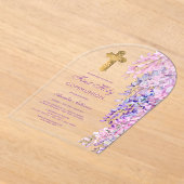 Eerste Communie Waterverf Wisteria Boog Acryl Uitnodigingen (Laagn)