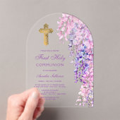 Eerste Communie Waterverf Wisteria Boog Acryl Uitnodigingen (Insitu (Draagbaar))