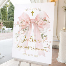 Eerste Communie Welkom bord Meisje, Blush Roze Blo
