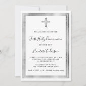 Eerste Communie wit zilveren kruis Kaart (Voorkant)