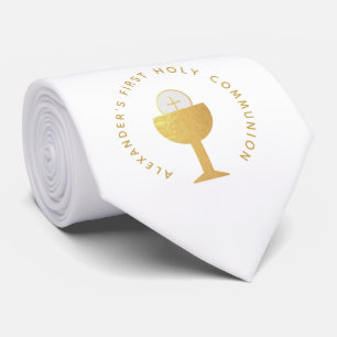 Eerste Communie Witte Faux Gouden Kelk Eucharistie Stropdas