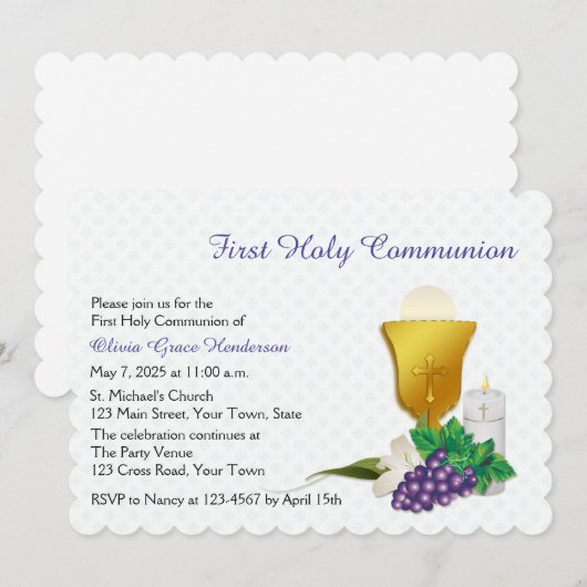 Eerste Communie, Witte kant Kaart (Voorkant / Achterkant)