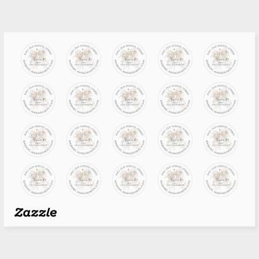 Eerste Communie Witte Strik Retouradreslabel Ronde Sticker (Vel)