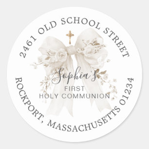 Eerste Communie Witte Strik Retouradreslabel Ronde Sticker
