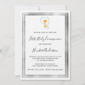 Eerste Communie witte zilveren kelk gastheer luxe Kaart (Voorkant)