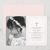 Eerste Communie Zacht Roze met Foto Kaart (Voorkant / Achterkant)