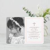 Eerste Communie Zacht Roze met Foto Kaart (Staand voorkant)