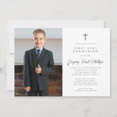 Eerste Communie Zwart Wit Minimalistische Jongen F Kaart (Voorkant)