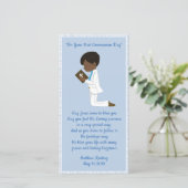 Eerste Communie Zwarte Jongen Bedankkaart (Staand voorkant)