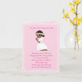 Eerste Communie Zwarte Meisje Kaart (Gele Bloem)