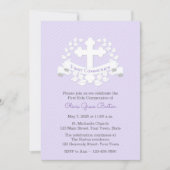 Eerste communieblad Laurel Cross Lila Kaart (Voorkant)