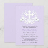 Eerste communieblad Laurel Cross Lila Kaart (Voorkant / Achterkant)