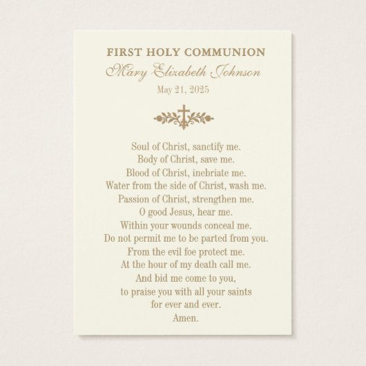Eerste communiegebed Jezus Rozen kelk Visitekaartje (Achterkant)