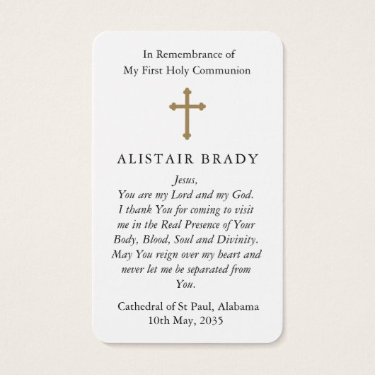 Eerste communiegebeden | Heilige Communie Visitekaartje (Achterkant)