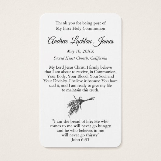 Eerste communiegebeden | Jongen & Meisje 2 Visitekaartje (Achterkant)