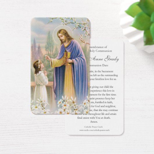 Eerste communiegebeden | Meisje Communion 1 Visitekaartjes (Bureau)