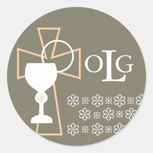 Eerste communiezegel - Monogram Ronde Sticker (Voorkant)