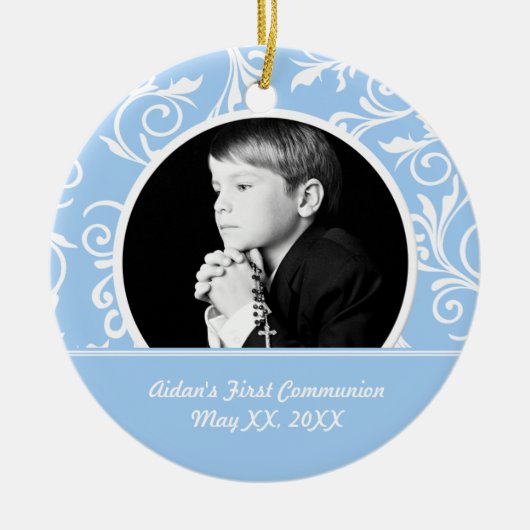 Eerste Communion Blue Photo Ornament (Voorkant)