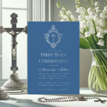 Eerste Communion Classic Blauw Faux Zilver Crest J