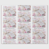 Eerste Communion Pink Girl's Naam toevoegen Wit Cadeaupapier (Vlak)