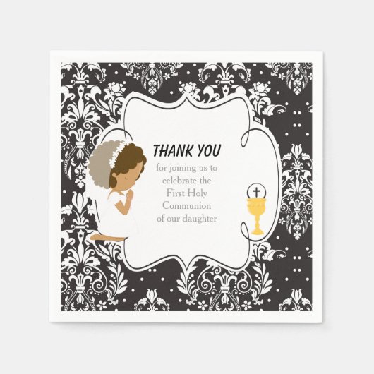 Eerste communiqué Afrikaanse Zwarte Damask Servet (Voorkant)