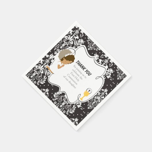 Eerste communiqué Afrikaanse Zwarte Damask Servet (Hoek)