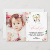 Eerste communiqué Baptisme Religieuze Blush Pink G Bedankkaart (Voorkant)