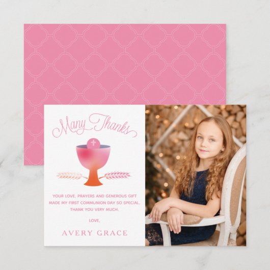 Eerste communiqué Bedankt, Gepersonaliseerd, eenvo Bedankkaart (Voorkant / Achterkant)