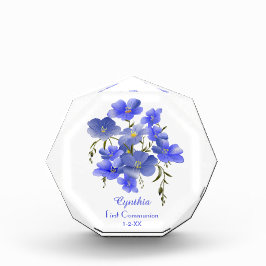 Eerste communiqué blauwe bloemen gepersonaliseerd fotoblokken