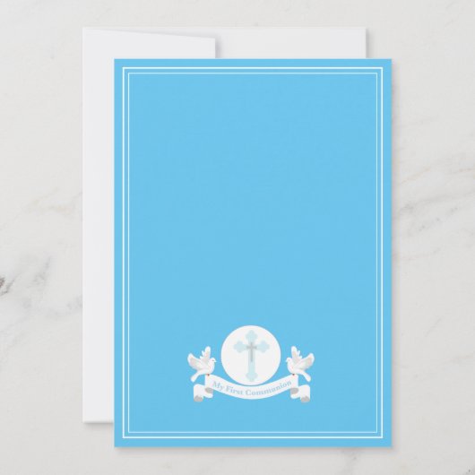 Eerste communiqué blond Boy Blue-uitnodiging Kaart (Achterkant)